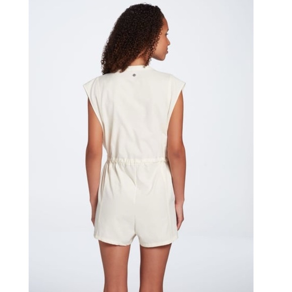 CALIA Soft Utility Romper Unbleached White Zip Womens Sz XL Beachy Short Sleeve - Picture 3 of 11